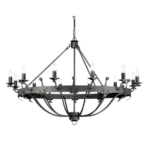 Elstead Lighting Windsor 12 Light Graphite with Opal Diffuser Chandelier 