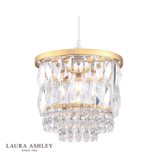 Laura Ashley Lighting Rhosill Antique Brass and Crystal Easy Fit Pendant Light 