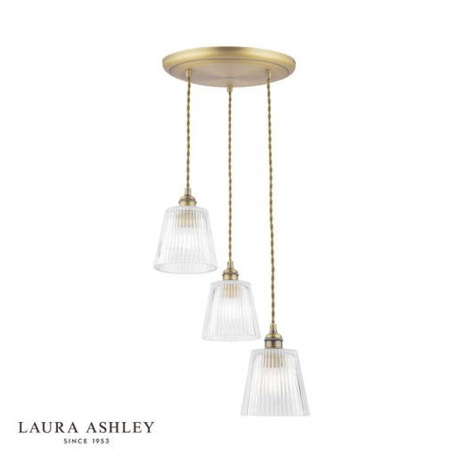 Laura Ashley Lighting Callaghan 3 Light Antique Brass with Glass Diffusers Cluster Pendant Light 