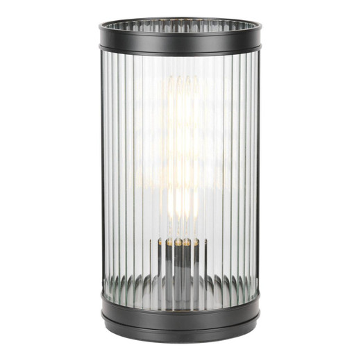 Dar Lighting Bianka Matt Black with Ribbed Glass Diffuser Table Lamp 