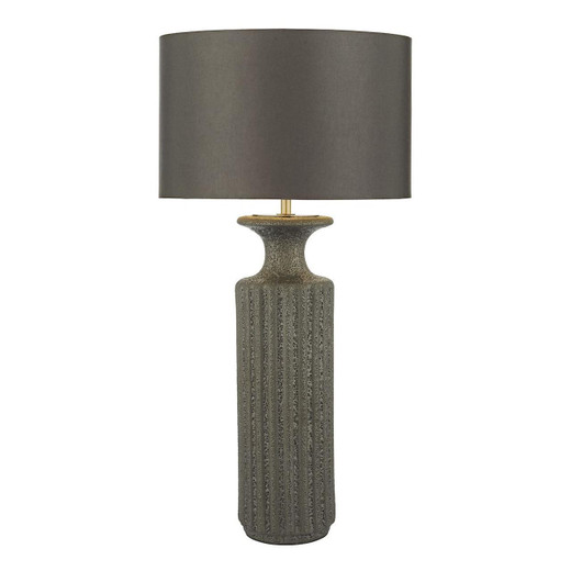 Dar Lighting Dugan Black Volcanic Glaze with Brown Shade Table Lamp 