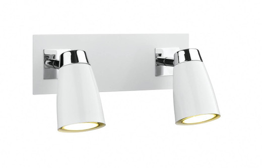 Loft 2 Light Polished Chrome and Matt White Low Energy Spot Wall Light