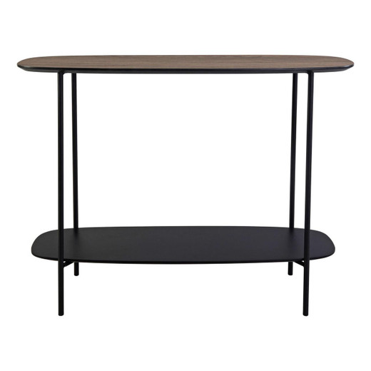 Dar Lighting Etoile Matt Black with Mocha Veneer Console Table 