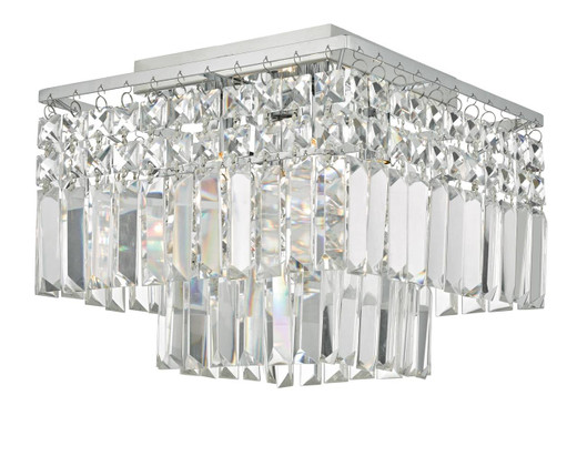 Poseidon 4 Light Polished Chrome and Crystal 2 Tier Flush Ceiling Light