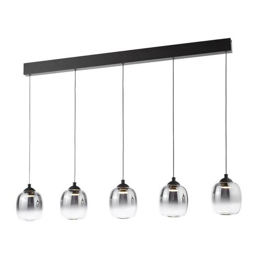 Dar Lighting Ramona 5 Light Matt Black with Smoked Ombre Glass LED Bar Pendant Light 