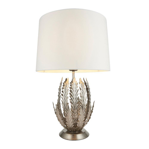 Endon Lighting Delphine Silver Leaf Layered Leaves with White Shade Table Lamp 