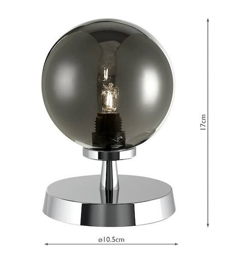 Dar Lighting Esben Polished Chrome with Smoked Glass Touch Table Lamp