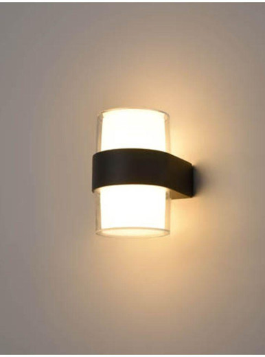 Franklite Aura 2 Light Matt Black Up and Down LED IP54 Wall Light 