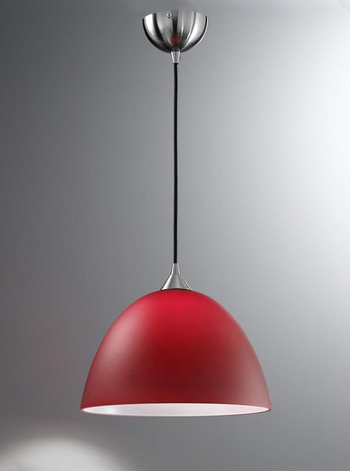 Franklite Vertoss Satin Nickel with Red Shade 35cm Pendant Light 