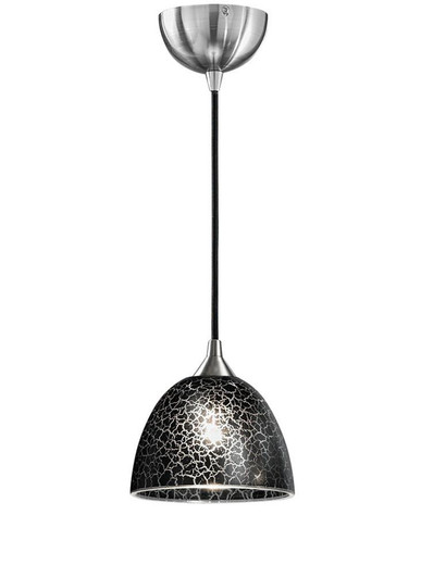 Franklite Vertoss Satin Nickel with Black Crackle Shade 18cm Pendant Light 