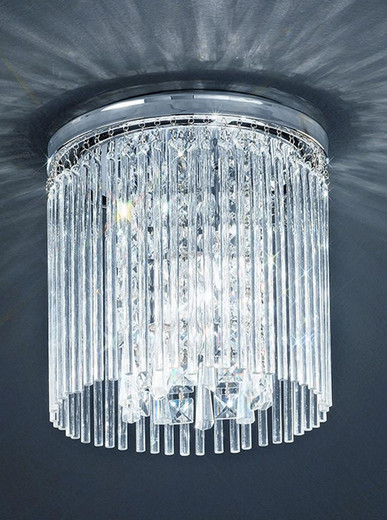 Franklite Charisma 3 Light Chrome with Crystals 25cm IP44 Outdoor Ceiling Light 