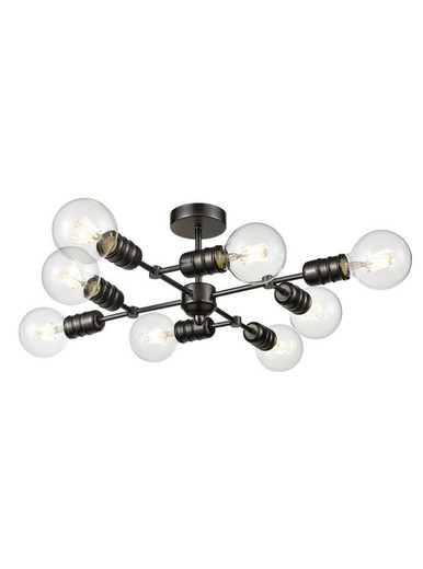 Franklite Impact 8 Light Gunmetal Semi Flush Ceiling Light 