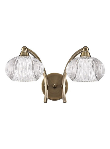 Franklite Ripple 2 Light Bronze with Ribbed Glass Wall Light 