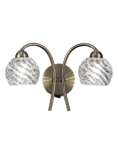 Franklite Vortex 2 Light Bronze with Swirl Glass Wall Light 