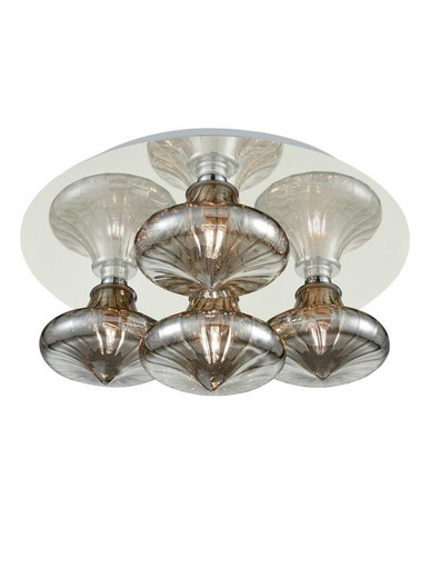 Franklite Round 4 Light Chrome with Smoked Glass Diffuser IP44 Bathroom Ceiling Light 