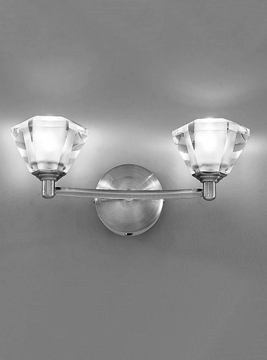 Franklite Twista 2 Light Satin Nickel with Clear Crystals Wall Light 