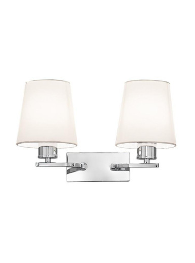 Franklite Hexx 2 Light Chrome with Cream Shade Wall Light 