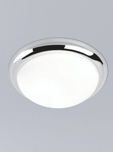 Franklite Circular 2 Light Chrome with Matt White Diffuser Flush Ceiling Light 