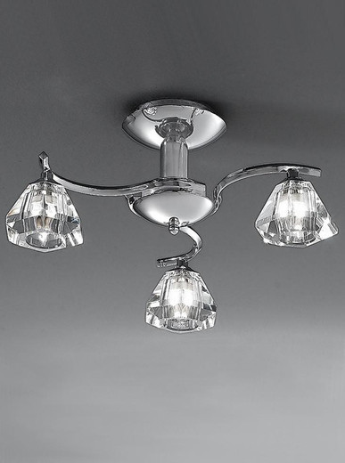 Franklite Twista 3 Light Chrome with Clear Crystal Semi Flush Ceiling Light 