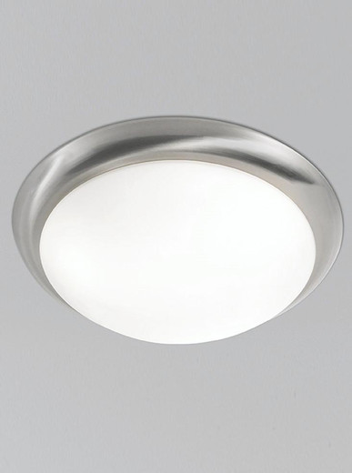 Franklite Circular 2 Light Satin Nickel with Matt White Diffuser Flush Ceiling Light 