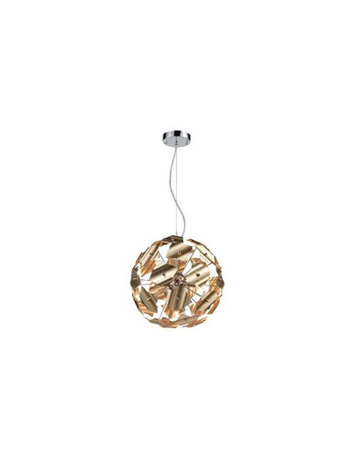 Franklite Ormolu 5 Light Brush Gold and Chrome Pendant Light 