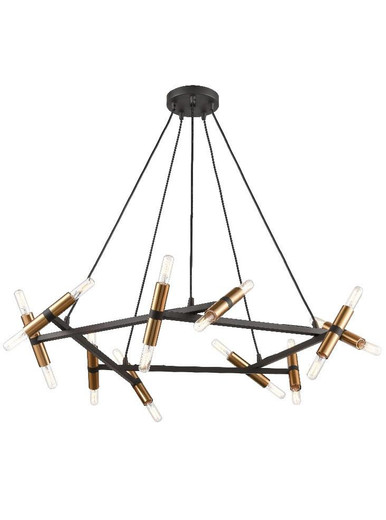 Franklite Anglit 20 Light Black with Gold Bar Pendant Light 