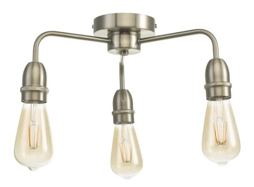 Dar Lighting Kiefer 3 Light Satin Chrome Semi Flush Ceiling Light