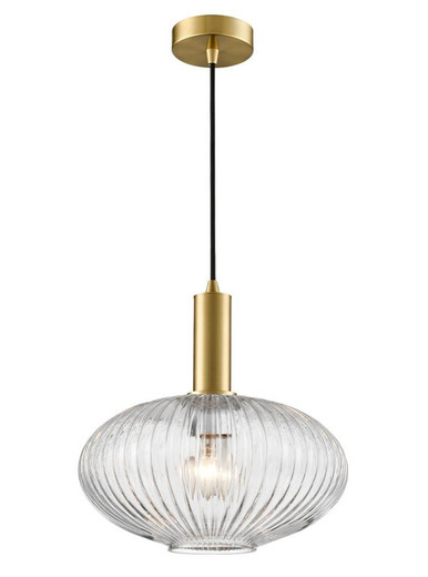 Franklite Mezcla Aged Brass with Clear Glass Diffuser 30cm Pendant Light
