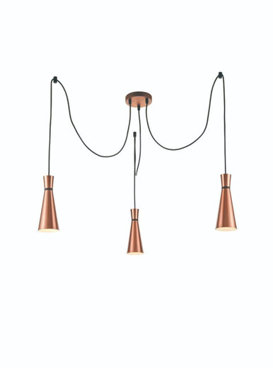 Franklite Happy 3 Light Copper with Black Rings Cluster Pendant Light 