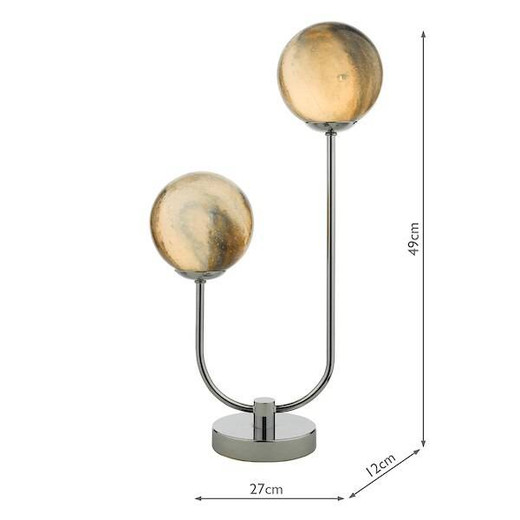 Dar Lighting Mikara 2 Light Polished Chrome with Planet Glass Table Lamp