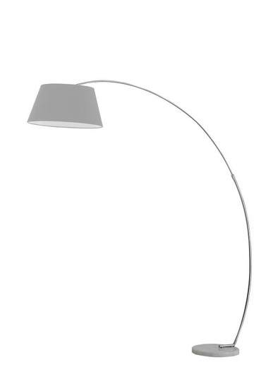 Franklite Prima Chrome and White Marble with Grey Shade Adjustable Floor Lamp 