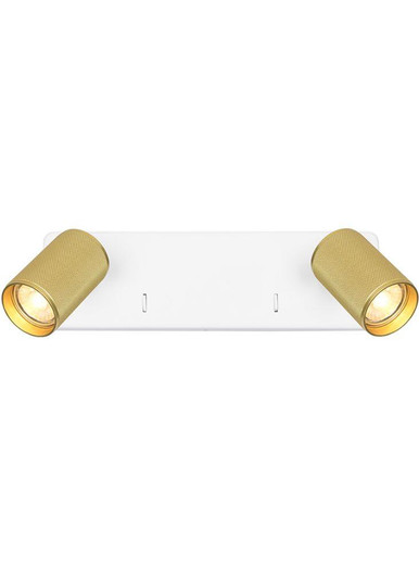 Franklite Broadway 2 Light Matt White with Brass Sleeve Adjustable Wall Spotlight 