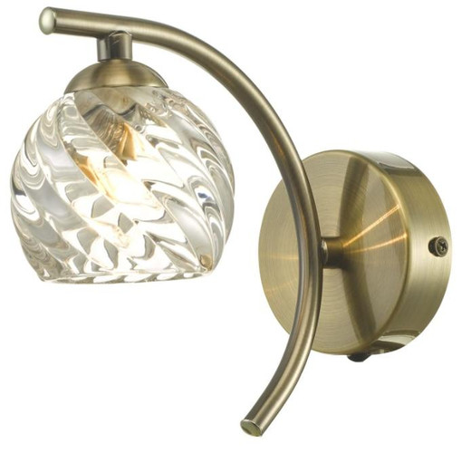 Dar Lighting Nakita Antique Brass with Twisted Open Glass Wall Light