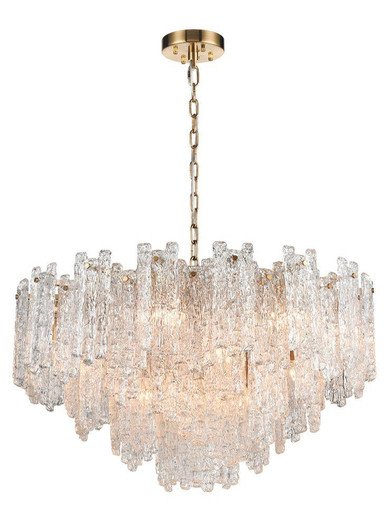 Franklite Icicle 16 Light Aged Brass with Ice Cubed Panels Pendant Light 