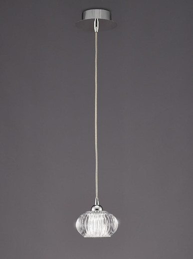Franklite Tizzy Chrome with Ribble Glass Pendant Light 