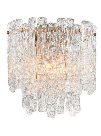Franklite Icicle 2 Light Aged Brass with Ice Cubed Panels Wall Light 