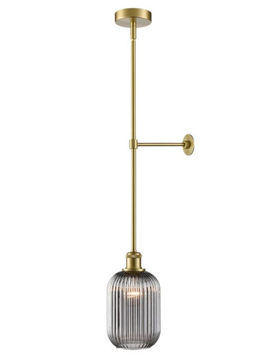 Franklite Tranquil Aged Brass with Smoked Ribbed Diffuser Pendant Light 