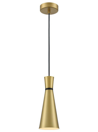 Franklite Happy Metal Satin Brass with Black Ring 10cm Pendant Light 
