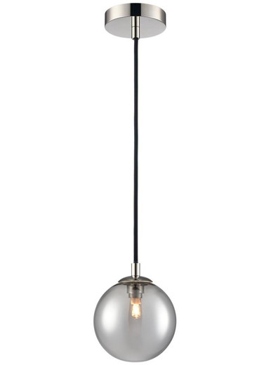 Franklite Globe Polished Nickel with Smoked Diffuser Pendant Light 