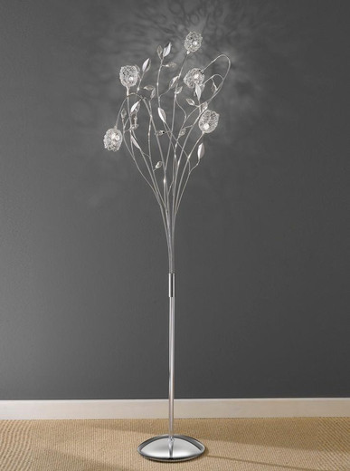 Franklite Nebula 5 Light Chrome with Chrome Leaf and Crystal Floor Lamp 