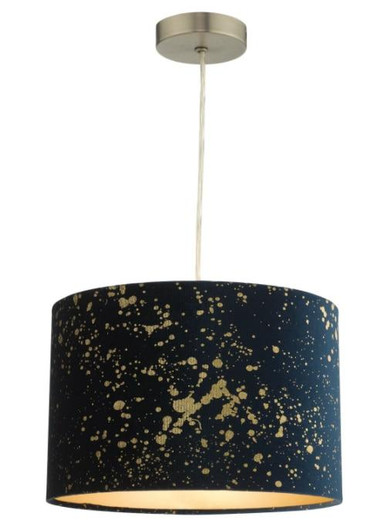 Dar Lighting Oxi Navy Blue with Gold Sparkle Easy Fit Pendant Light