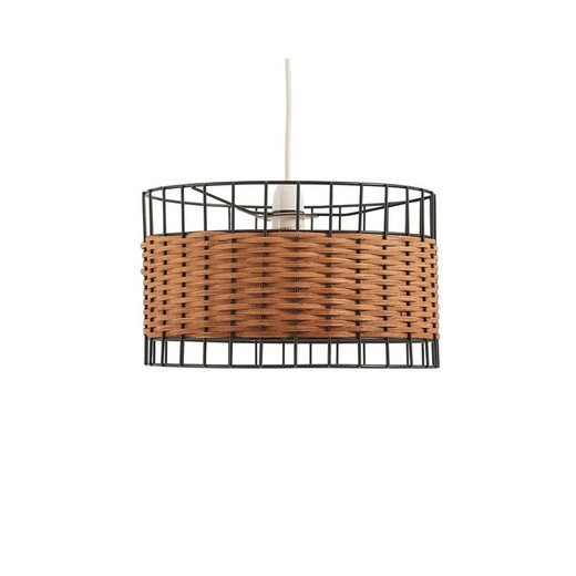 Oaks Lighting Belfort Iron and Rattan Drum 30cm Easy Fit Shade Only