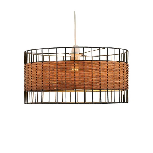 Oaks Lighting Belfort Iron and Rattan Drum 40cm Easy Fit Shade Only