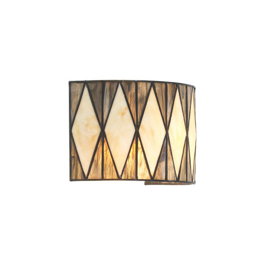 Oaks Lighting Arrino Soft Grey with Yellow Tiffany Wall Light 