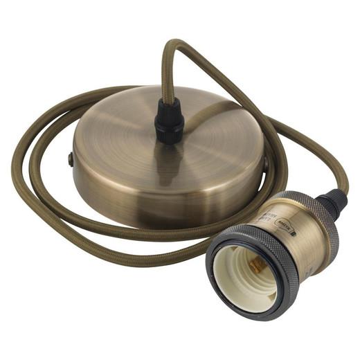 Oaks Lighting Spare Antique Brass Round 1m Cord Set 