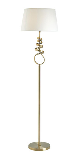 Oaks Lighting Brampton Antique Brass with Cream Shade Floor Lamp 