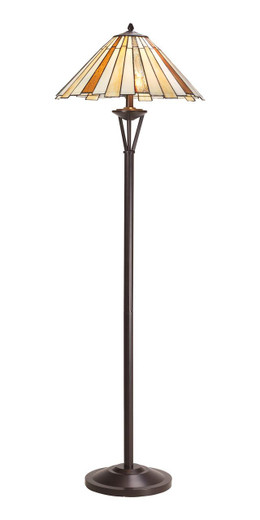 Oaks Lighting Rixon 2 Light Amber Cream and Yellow Tiffany Floor Lamp 