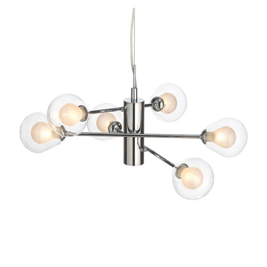 Oaks Lighting Harren 6 Light Chrome with Clear and Opal Diffuser Pendant Light 