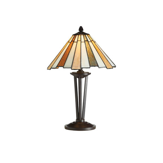 Oaks Lighting Rixon Amber Cream and Yellow Tiffany 30cm Table Lamp 
