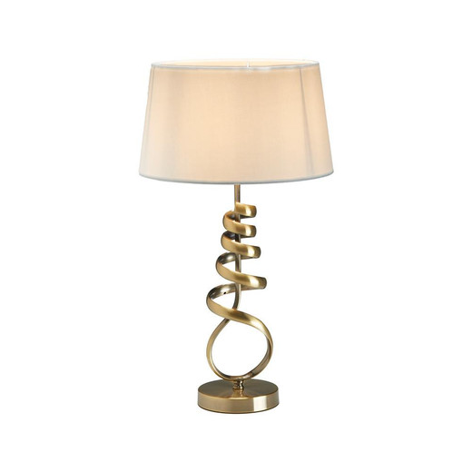 Oaks Lighting Brampton Satin Nickel with Soft Grey Shade Table Lamp 